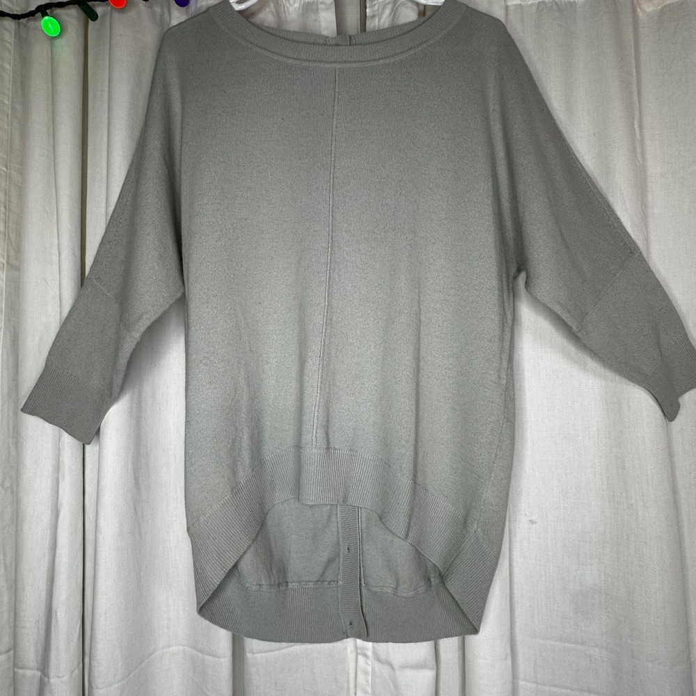 JIGSAW Light Grey Lambswool‎ Blend Button Back Sweater Size S Quiet Luxury